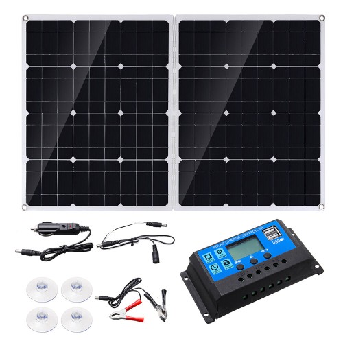 100W Foldable Solar Panel Car Van Boat Caravan Camper Trickle Battery Charger with 100A Controller