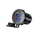 12-24V Dual USB Car Charger Socket Port With Colourful Digital Voltmeter QC 3.0 Fast Charging Bus Trailer Boats