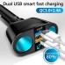 120W QC3.0 Car Charger 12V/24V Dual USB Power Adapter Fast Charging Car Lighter Socket with Blue LED Digital