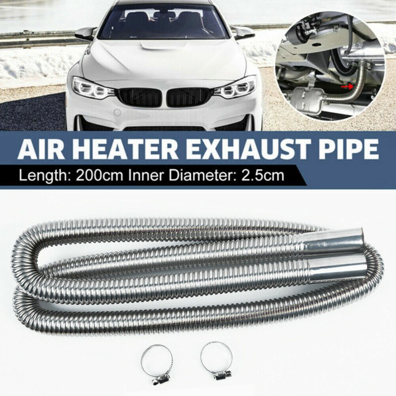 200cm Stainless Steel Exhaust Pipe Car Parking Air Heater Tank Diesel Vent Hose