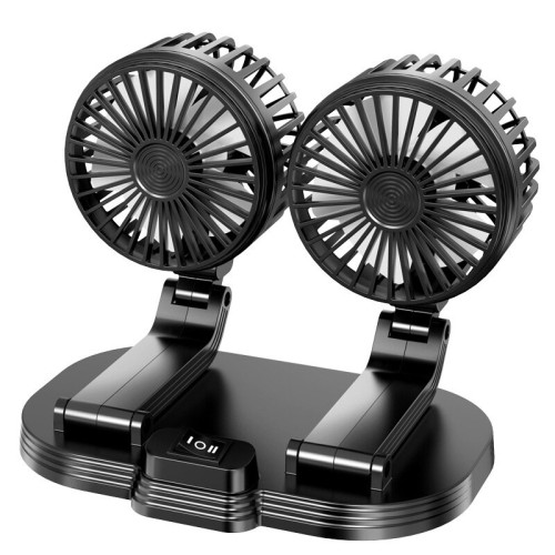 360° Adjustable Dual Head Car Fan USB for Car Home Cooling Fan Powerful Double-Head 2 Speed Electric Fan Silent Foldable