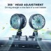 360° Adjustable Dual Head Car Fan USB for Car Home Cooling Fan Powerful Double-Head 2 Speed Electric Fan Silent Foldable