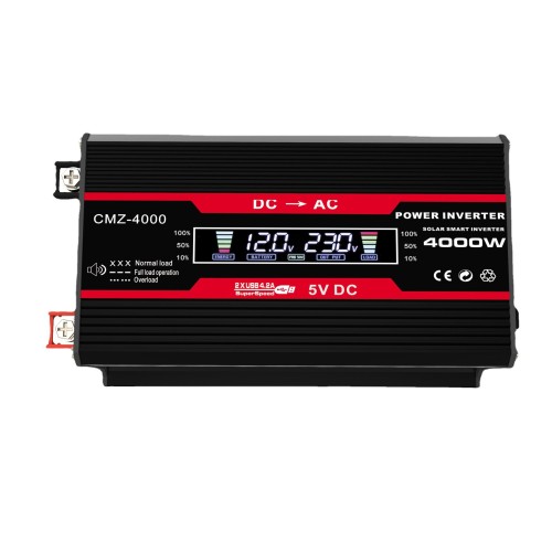 DC 12V to AC 220V Car Inverter with Intelligent LCD Display 300W Modified Sine Wave Inverter for Boat Travel Camping Emergency