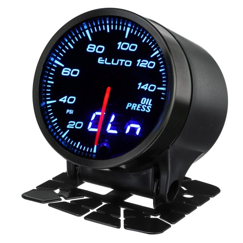 Eluto Universal 2" 52mm 12V Oil Pressure Gauge Meter With Sensor 10 Color LED Tinted Face PSI