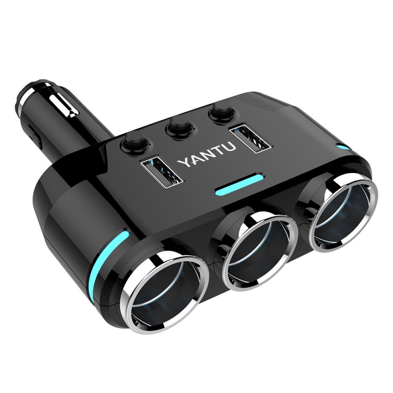 YANTU 12V-24V Car Power Socket Car Charger 2USB Charging Port 3.1A QC3.0 Fast Charger Cordless