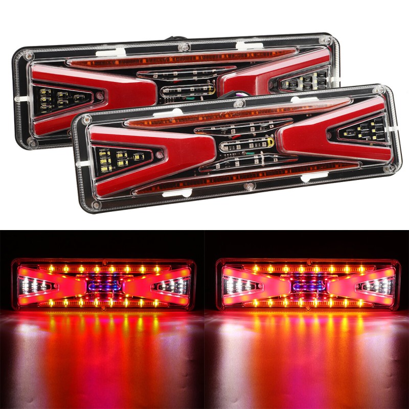 12V / 24V 56LED Flowing Rear Tail Light Turn Signal Brake Indicator Light Reverse Lamp For Trailer Truck Lorry