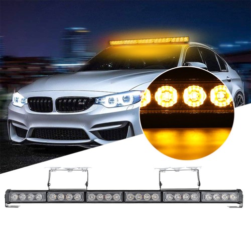 12V Amber 27'' 24LED Emergency Warning Flash Strobe Light Bar Traffic Advisor