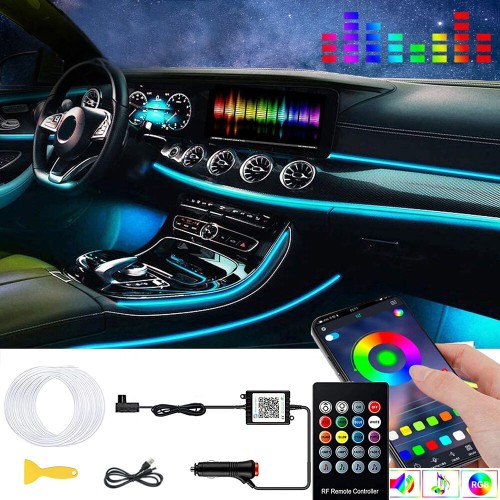 1IN1 2M RGB LED Atmosphere Car Interior Ambient Light Strips Light by App Control Neon LED Dash Board Decorative Lamp