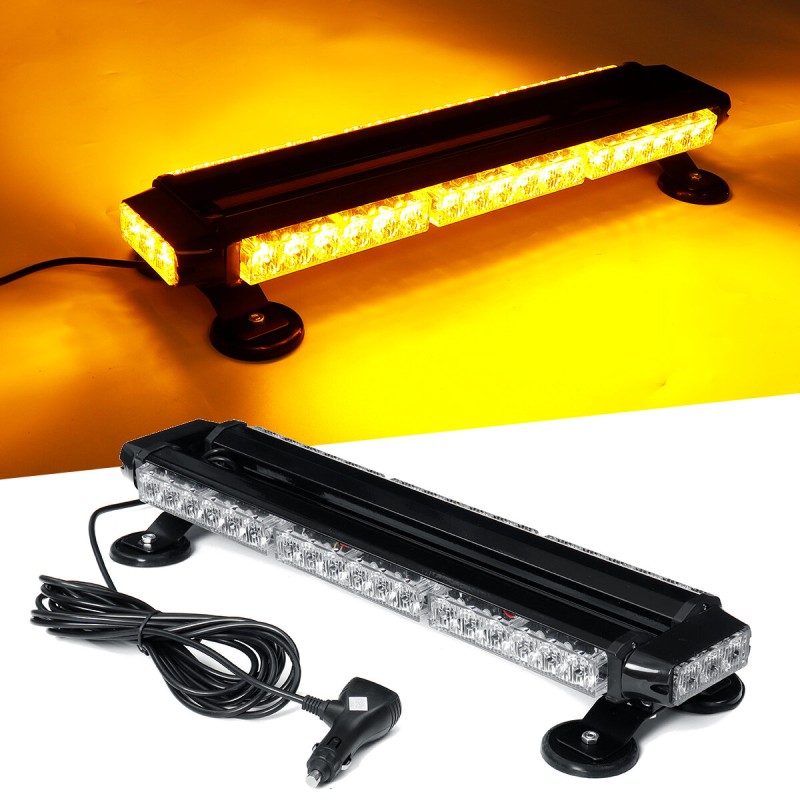 21 Inch 144W 42LED Double Side Traffic Strobe Flash Light Bar Amber Emergency Lamp Magnetic Mount 12V Universal