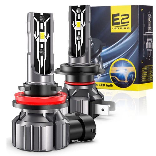 2PCS 30000LM E2 Canbus LED Headlight H4 H7 H11 Car Front LED Fog Lamp Bulbs DC9-18V Hi-Low Beam