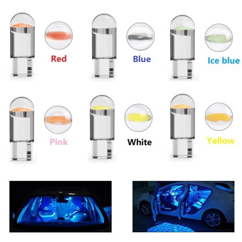 50 X T10 Car Width Light Bulbs Crystal Transparent Integrated LED Small Car Lights Cob High Brightness License Plate Lights Reading Lights