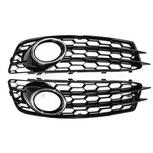 Front Fog Light Lamp Grille Grill Cover Honeycomb Hex  Chrome Silver For Audi A3 8P S-Line 2009-2012