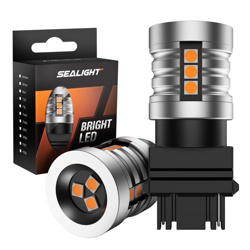 SEALIGHT J1 3156 Turn Signal Bulb LED Bulbs Amber 1000LM Reverse Lights Tail Lights, Marker Bulb Parking Blinker Light Bulbs