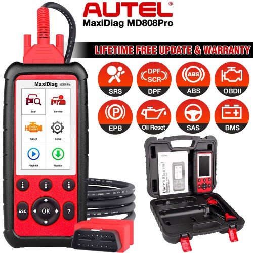 Autel MaxiDiag MD808Pro OBD2 Car Diagnostic Scanner Automotive Code Reader OBDII Full System Diagnosis 7 Services