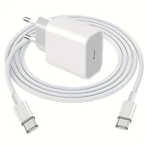PD20W 1-Port USB PD Charger 20W USB-C Fast Charging Wall Charger Adapter EU Plug with Type-C to Type-C Cable