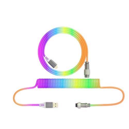 2.2m Mechanical Keyboard Coiled Cable DIY Handmade Woven/TPE Cable with USB Type-C Interface Data Cable