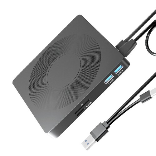 6 In 1 USB 3.0 Type-C CD DVD Burner CD Reader Portable External Drive TF/SD Card Slot for Win/Mac/OS for Laptop Desktop Notebook