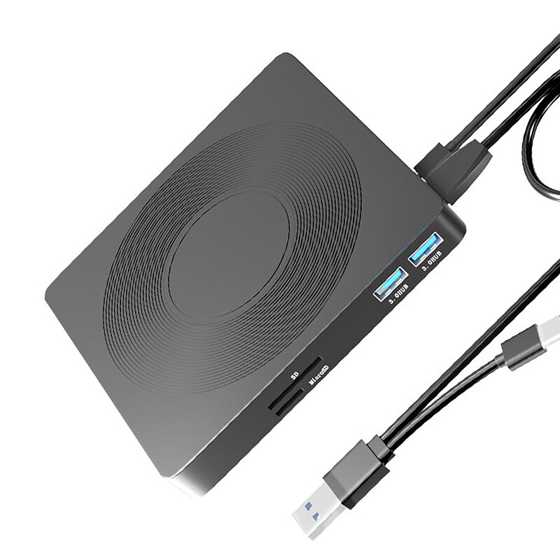 6 In 1 USB 3.0 Type-C CD DVD Burner CD Reader Portable External Drive TF/SD Card Slot for Win/Mac/OS for Laptop Desktop Notebook