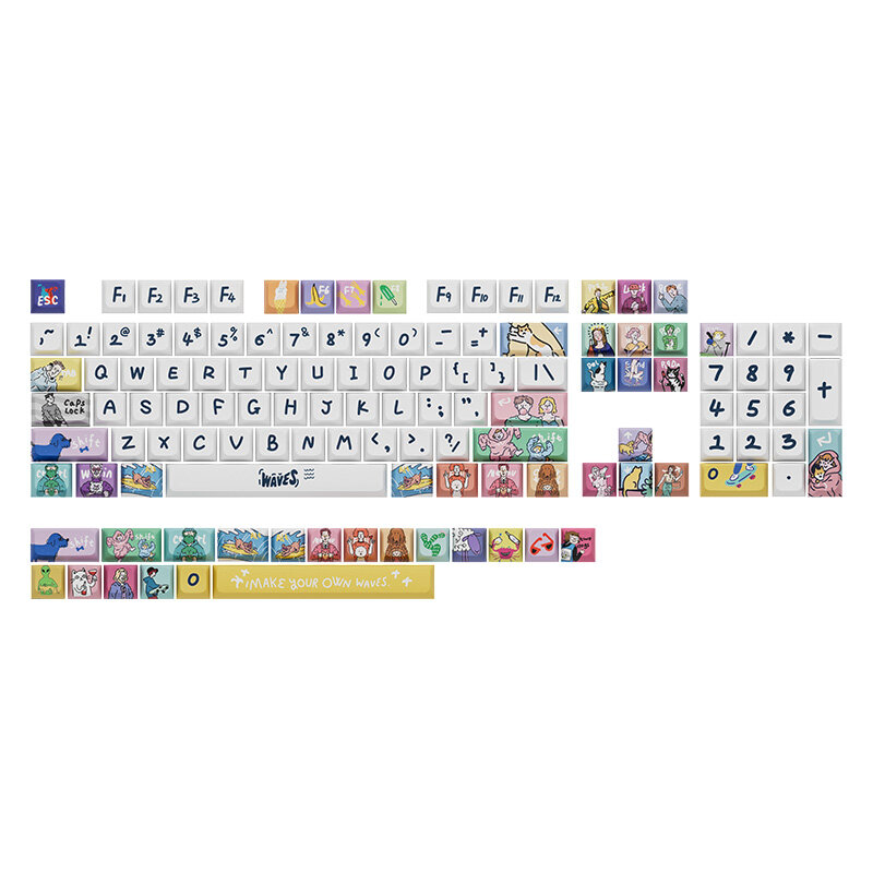 123 Keys Spray Theme PBT Keycap Set XDA Profile Sublimation American Oil Painting Keycaps for Mechanical Keyboards