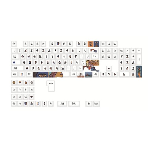 128 Keys Oil Painting Theme Keycaps Set PBT Sublimation Cherry Profile Suitable for 61/64/68/71/84/87/98/104 Mechanical Keyboards