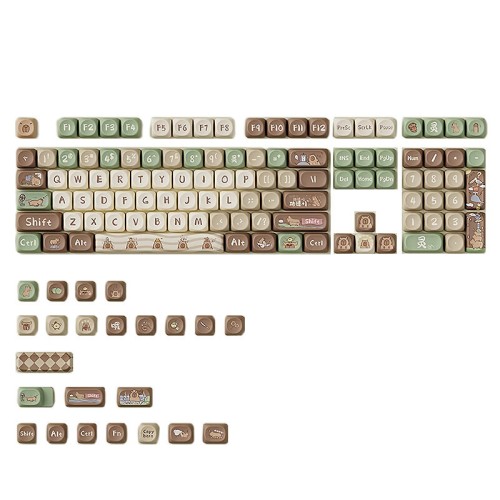 131 Keys Merit Donkey PBT Keycap Set OQO Profile Five-sided Sublimation Custom Keycaps for 61/63/64/67/68/71/75/78/82/84/87/96/98/100/104/108 Mechanical Keyboards