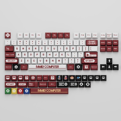 134 Keys Red and White Game Machine PBT Keycap Set XDA Profile Sublimation Keycaps for 61/87/96/98/104/108 Mechanical Keyboards