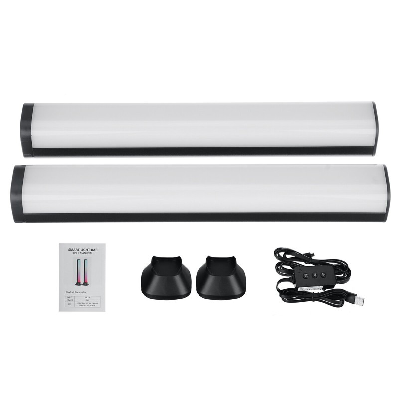 2 PCS Smart Light Bar Full Color Atmosphere Lamp Voice Control RGB Home Decorative Light Strip for Desktop Computer Laptop PC