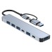 7 in 1 Type-C Docking Station USB-C Hub Splitter Adaptor with USB-C USB3.0 5Gbps Multiport Hub for PC Laptop 3.0 2.0 Port