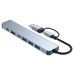 7 in 1 Type-C Docking Station with USB Adapter USB2.0*4 USB3.0 USB-C Data PD5W USB-C Multiport Hub Splitter Adaptor for PC Laptop
