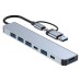 7 in 1 Type-C Docking Station with USB Adapter USB2.0*4 USB3.0 USB-C Data PD5W USB-C Multiport Hub Splitter Adaptor for PC Laptop