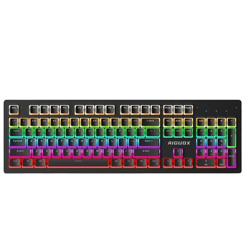 AIGUOX GK803 104 Keys Wired Mechanical Gaming Keyboard Pudding Keycaps Blue Switch RGB USB Wired Keyboards for PC Computer Laptop