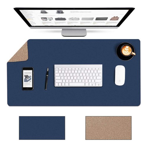 AtailorBird Large Mouse Pad PU Leather Cork Anti-slip Gaming Keyboard Pad Desktop Table Protective Mat for Home Office