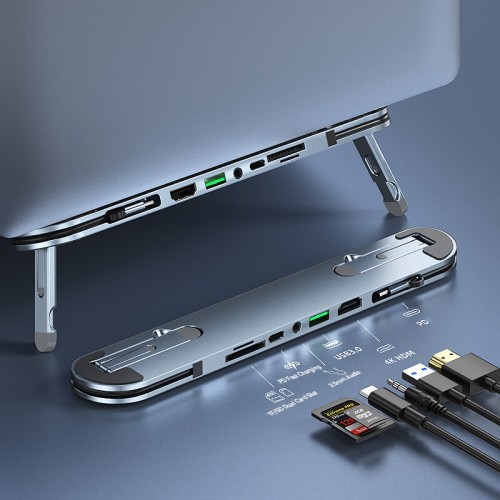 Bakeey 6-in-1 Stand Bracket Type-C Docking Station USB Hubs with USB3.0 4K HDMI PD3.0 SD/TF Card Reader 3.5mm Audio for Laptop Matebook HUAWEI XIAOMI