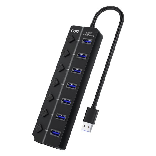 DM CHB072 7 in 1 USB2.0 Splitter Docking Station USB2.0*7 Multiports Hub for PC Laptop Computer