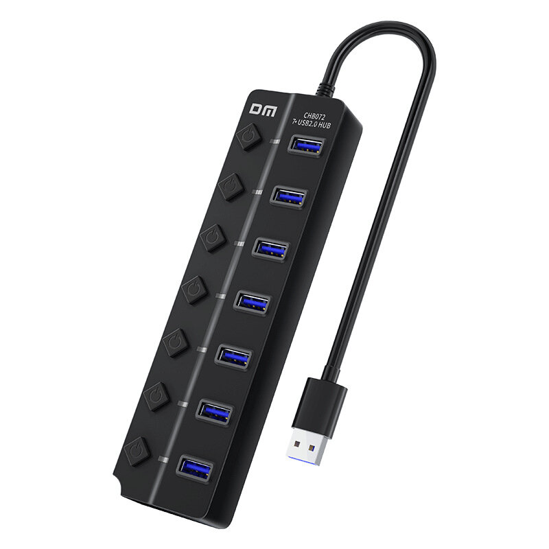DM CHB072 7 in 1 USB2.0 Splitter Docking Station USB2.0*7 Multiports Hub for PC Laptop Computer