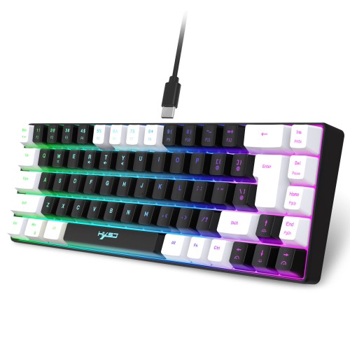 (ISO Layout) HXSJ 68 Keys Wired Gaming Keyboard RGB 60% For PC Home Office