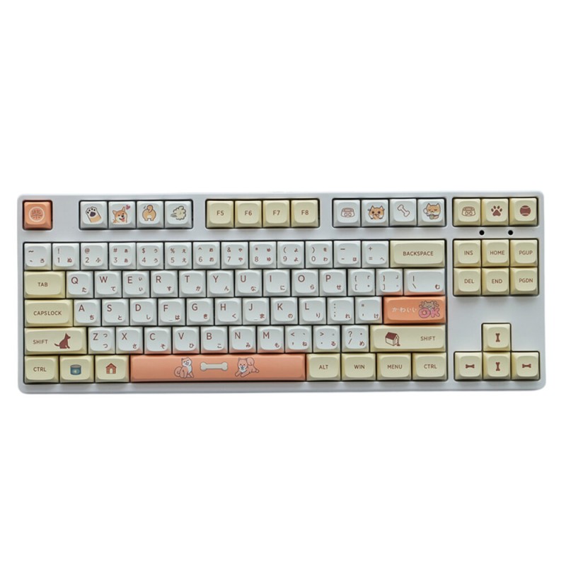 JSJT 139 Keys Shiba Inu Keycap Set English/Japanese QX Profile PBT Sublimation Custom Keycaps for Mechanical Keyboards