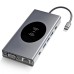 Pobod 13 in 1 Type-C Docking Station with USB3.0*3 USB-C PD USB-C*2 HDMI VGA RJ45 SD/Micro SD Card Reader Slot 3.5mm Audio Wireless Phoone Charger Multiports USB Hubs Splitter for Phone TV Tablet Laptop