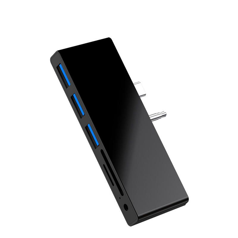 ROCKETEK SGO771 Surface GO Hub 3 * USB 3.0 Hubs SD Card Reader Surface GO Adapter with 2 SD Card Slots 3.5mm Audio Port