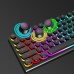 T-WOLF T80 USB Wired Round Keyboard 104Keys Rainbow RGB Backlight Gaming Keyboard Mechanical Feel Computer Punk Button Keyboard