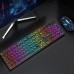 T-WOLF T80 USB Wired Round Keyboard 104Keys Rainbow RGB Backlight Gaming Keyboard Mechanical Feel Computer Punk Button Keyboard