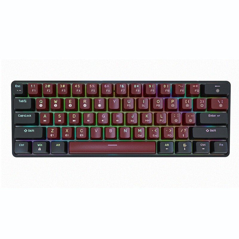 TMKB GK61 Mechanical Gaming Keyboard 61 Keys Full-Key Programmable PBT Translucent Keycaps Dual-Mode bluetooth 5.1 Type-C Wired Hot Swappable Blue/Brown/Black/White Gateron Switch RGB Backlit 60% Compact Keyboard