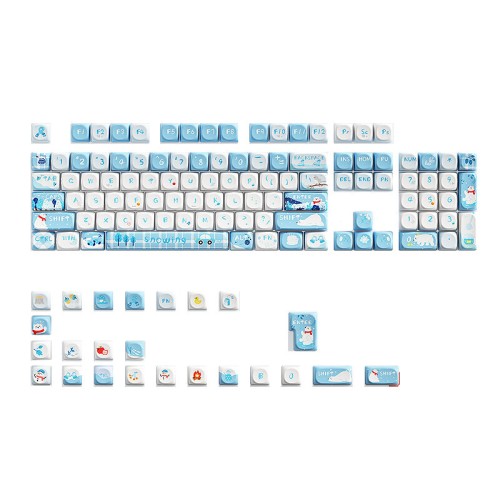 iBlancod 128 Keys Winter Snow PBT Keycap Set CSO Profile Five-sided Sublimation Custom Keycaps for 61/63/64/67/68/71/75/78/82/84/87/96/98/100/104/108 Mechanical Keyboards