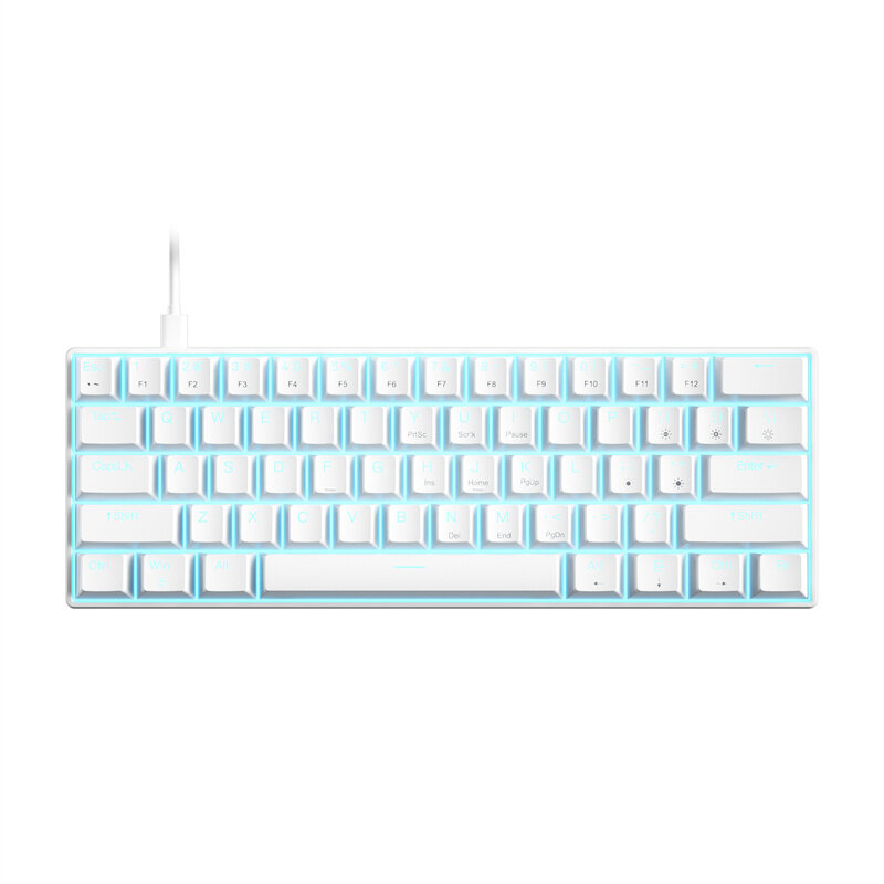 iBlancod K61 61 Keys Wired Mechanical Gaming Keyboard Hot Swappable Red/Blue Switch LED Backlit NKRO Type-C Ergonomics Gaming Keyboard for Home Office Gamer