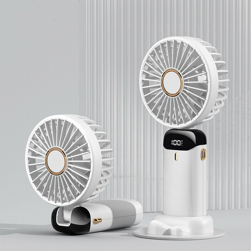 Portable Hand-Held Fan Office Desktop Multifunctional Folding Double-Headed Mini 3000mAh Electric Fan With A Neck Lanyard