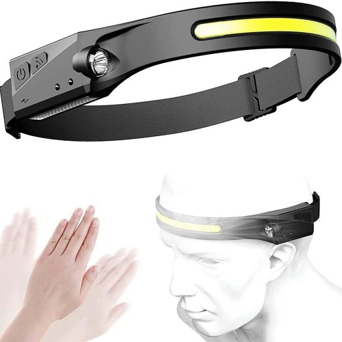 2PCS Bikight LX200 Wave Sensor 1200mAh 270° Wide Range 350LM 5 Lighting Modes LED Headlamp USB Rechargeable Head Torch COB Outdoor Cycling Adventure Fishing Flashlight Bike Headlamp