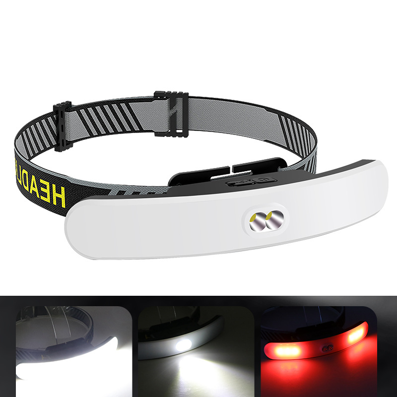 BIKIGHT 1200mAh 42 LED Headlamp White Light+Red Light HeadIight COB Large Floodlight Forehead Running Light Repairing Lamp