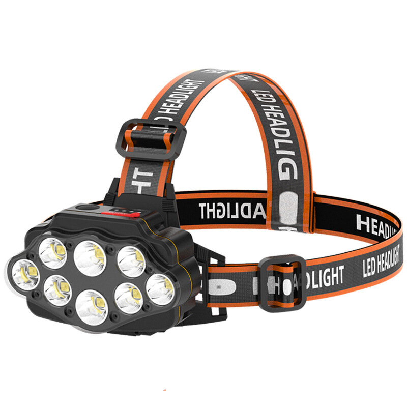 BIKIGHT 4-Modes 8*XPG LED Headlamp USB Rechargeable Long Shoot Camping Head Light 18650 Fishing Lantern Waterproof Head Torch Flashlight