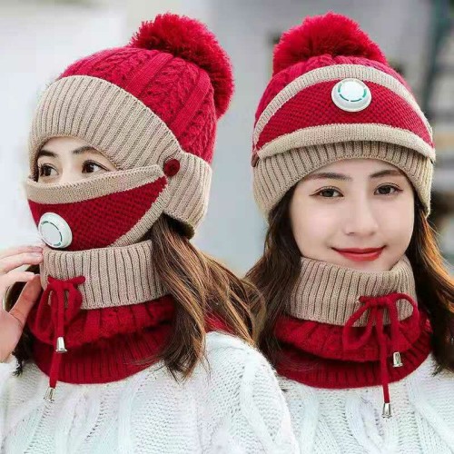BIKIGHT Cotton Knit Windbreak Winter Warmth Cute Riding Protection Suit Bicycle Caps Bike Skiing Camping Winter Hat Scarf Mask Suit