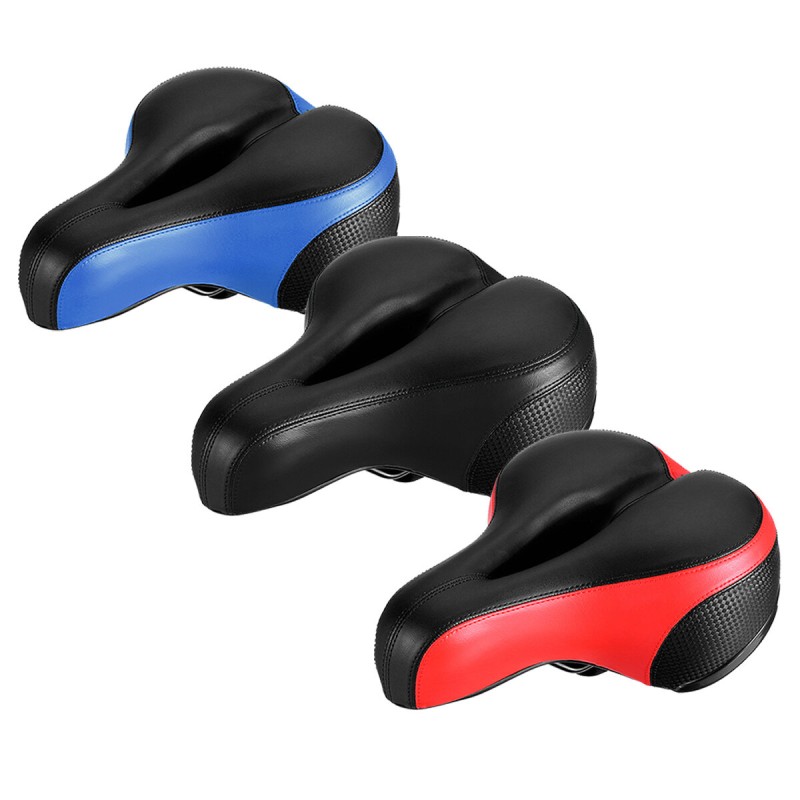 BIKIGHT Wide Bum Cycling Sprung Bike Saddle Bicycle Seat Gel Cushion Comfort Soft Saddles With Reflective Stripe